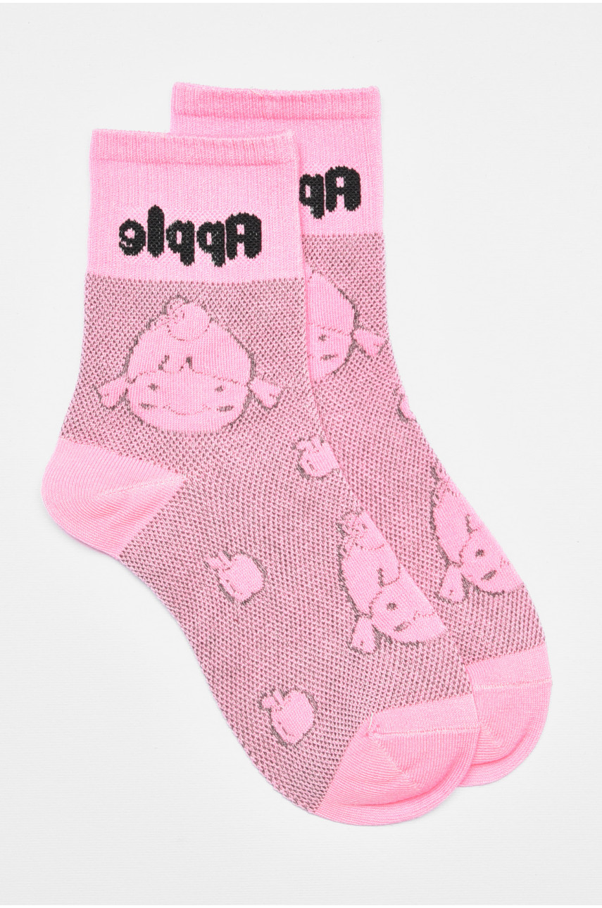 Носки детские демисезонные розового цвета с рисунком 078 192885