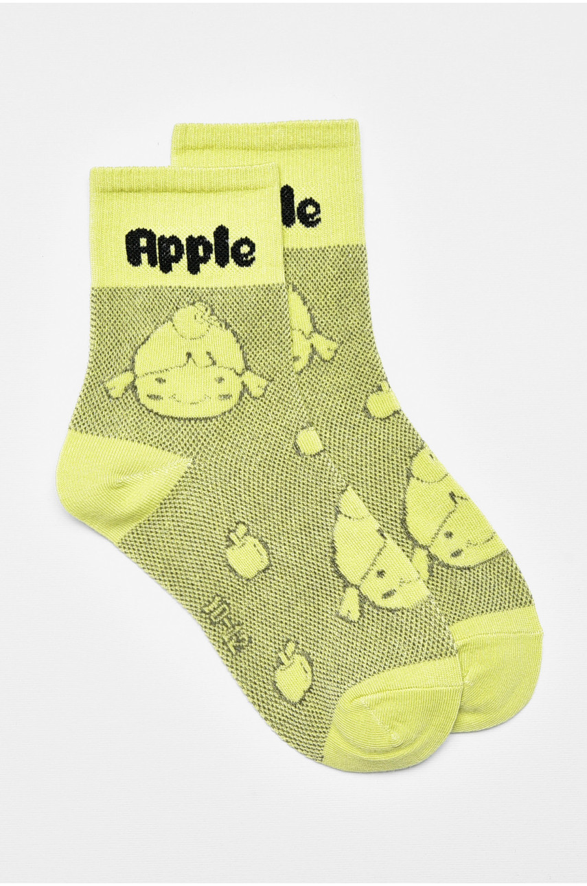 Носки детские демисезонные салатового цвета с рисунком 078 192891