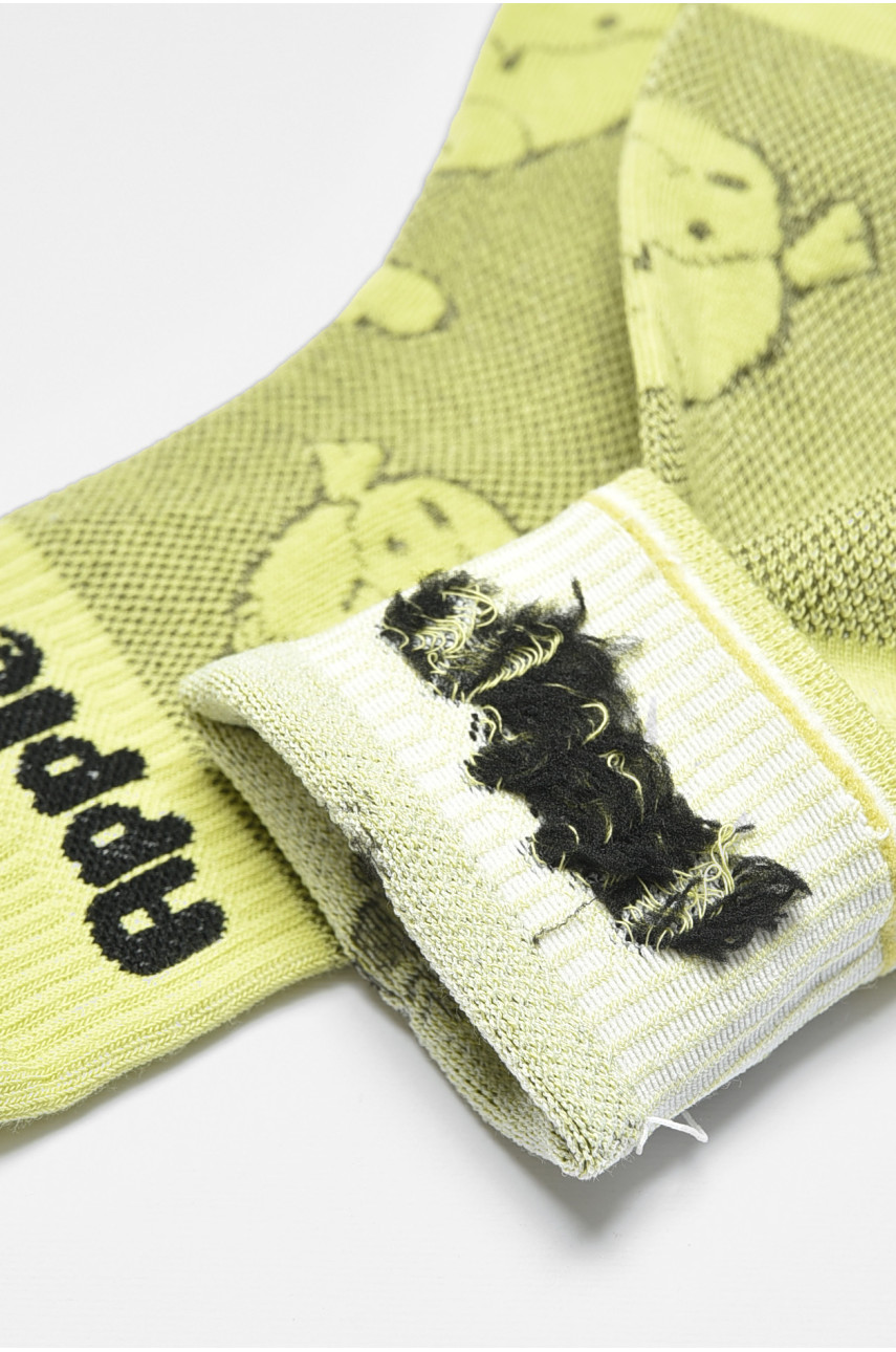 Носки детские демисезонные салатового цвета с рисунком 078 192891
