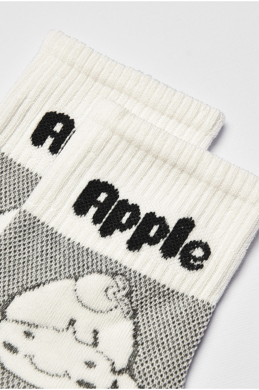 Носки детские демисезонные белого цвета с рисунком 078 192897