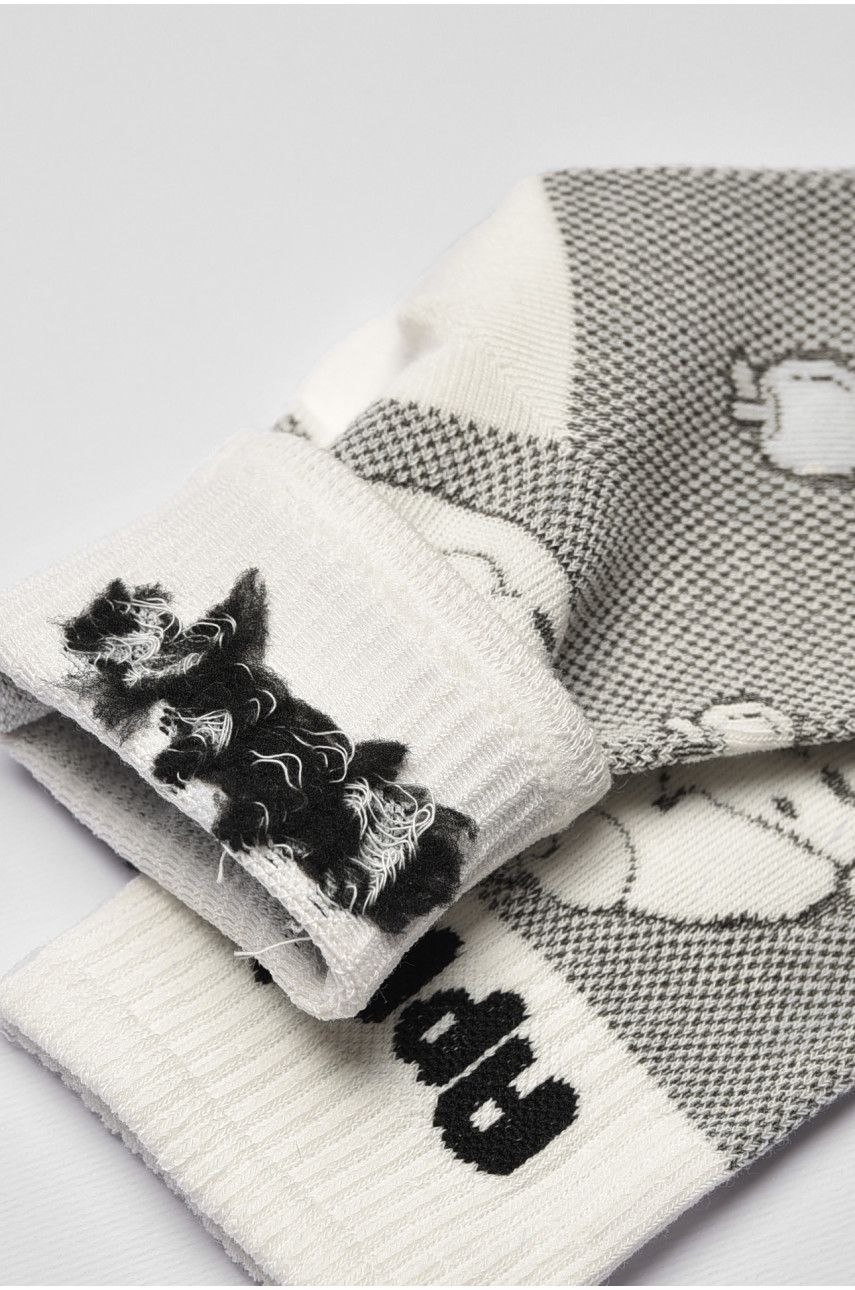 Носки детские демисезонные белого цвета с рисунком 078 192897