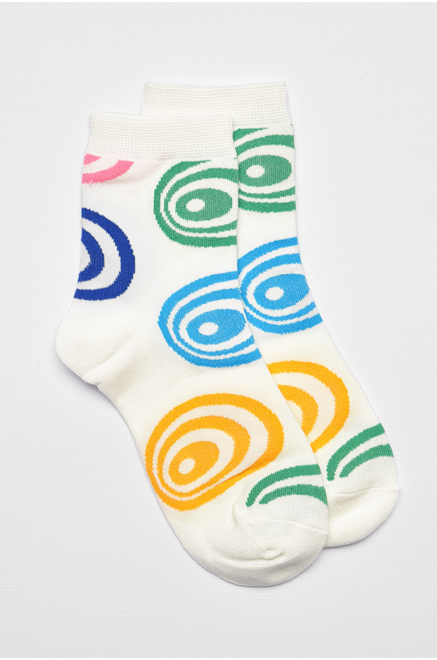 Носки детские демисезонные белого цвета с рисунком 079 192898