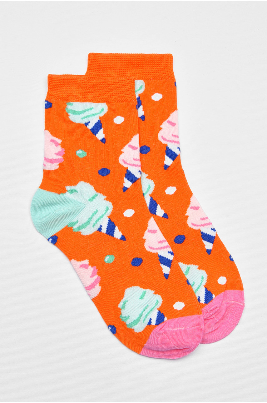 Носки детские демисезонные оранжевого цвета с рисунком 079 192899