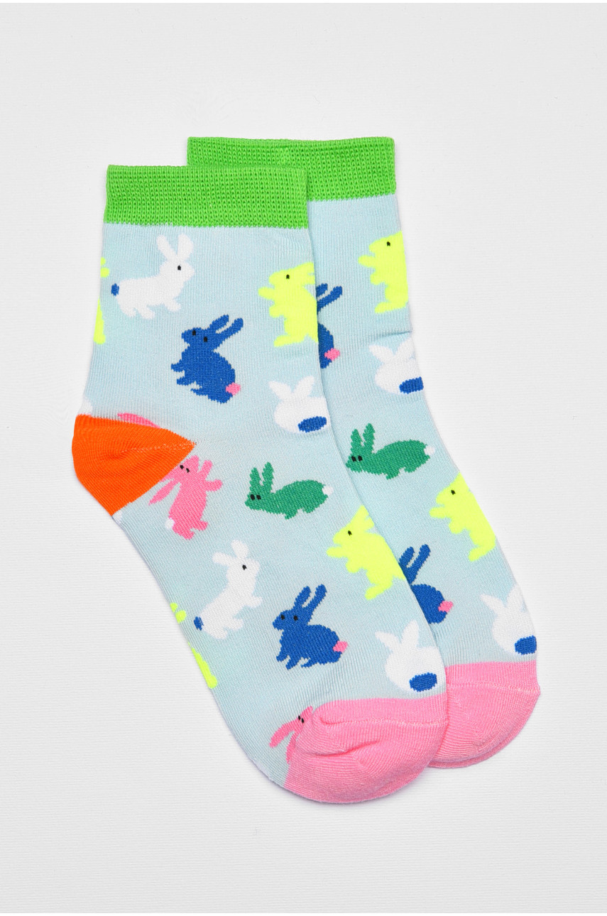 Носки детские демисезонные голубого цвета с рисунком 079 192901