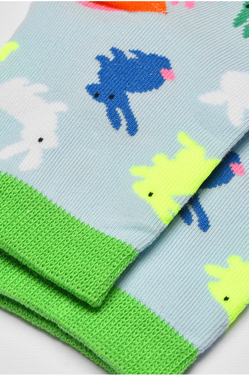 Носки детские демисезонные голубого цвета с рисунком 079 192901