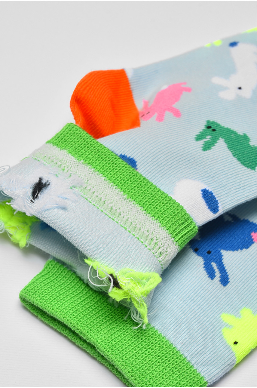 Носки детские демисезонные голубого цвета с рисунком 079 192901