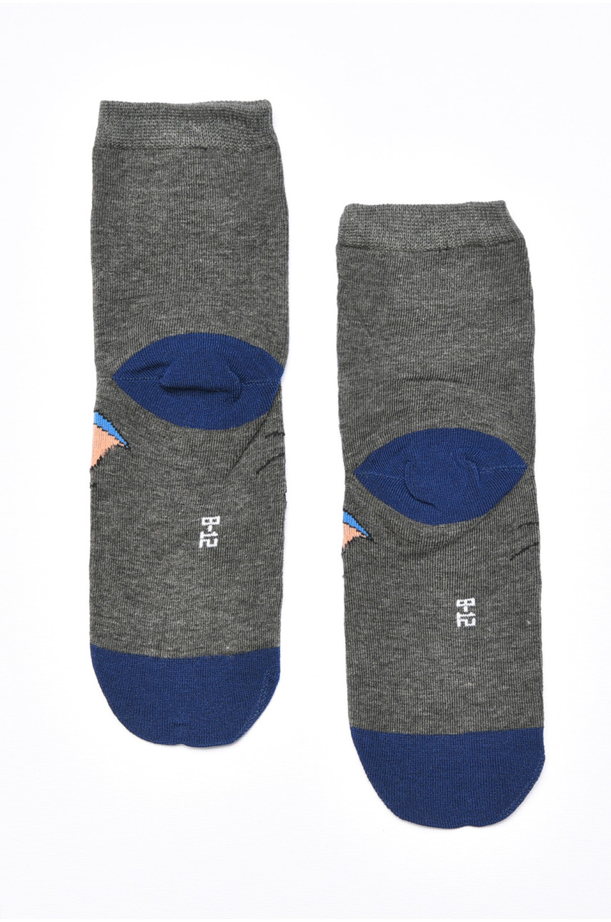 Носки детские демисезонные темно-серого цвета с рисунком. М101 192910
