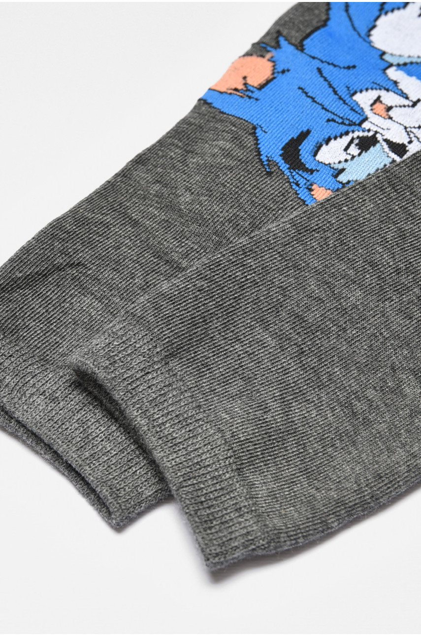 Носки детские демисезонные темно-серого цвета с рисунком. М101 192910