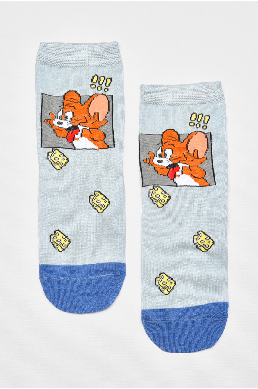 Носки детские демисезонные голубого цвета с рисунком. М101 192911