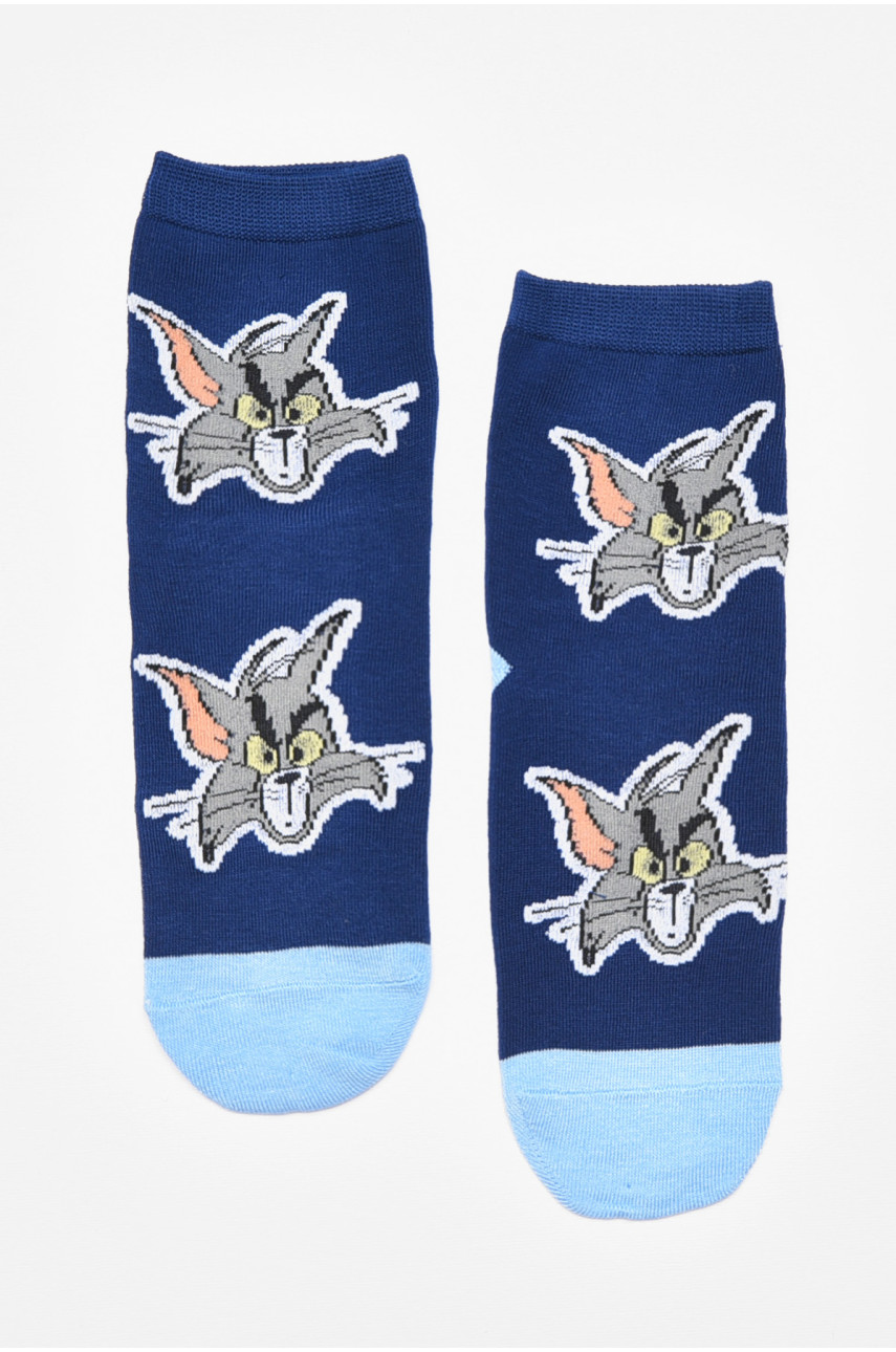 Носки детские демисезонные темно-синего цвета с рисунком. М101 192912