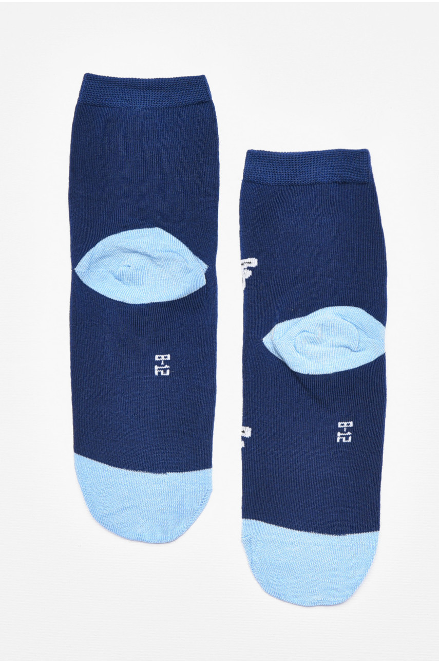 Носки детские демисезонные темно-синего цвета с рисунком. М101 192912