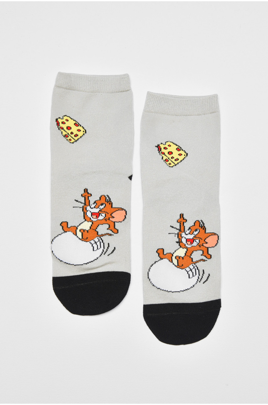 Носки детские демисезонные серого цвета с рисунком. М101 192914