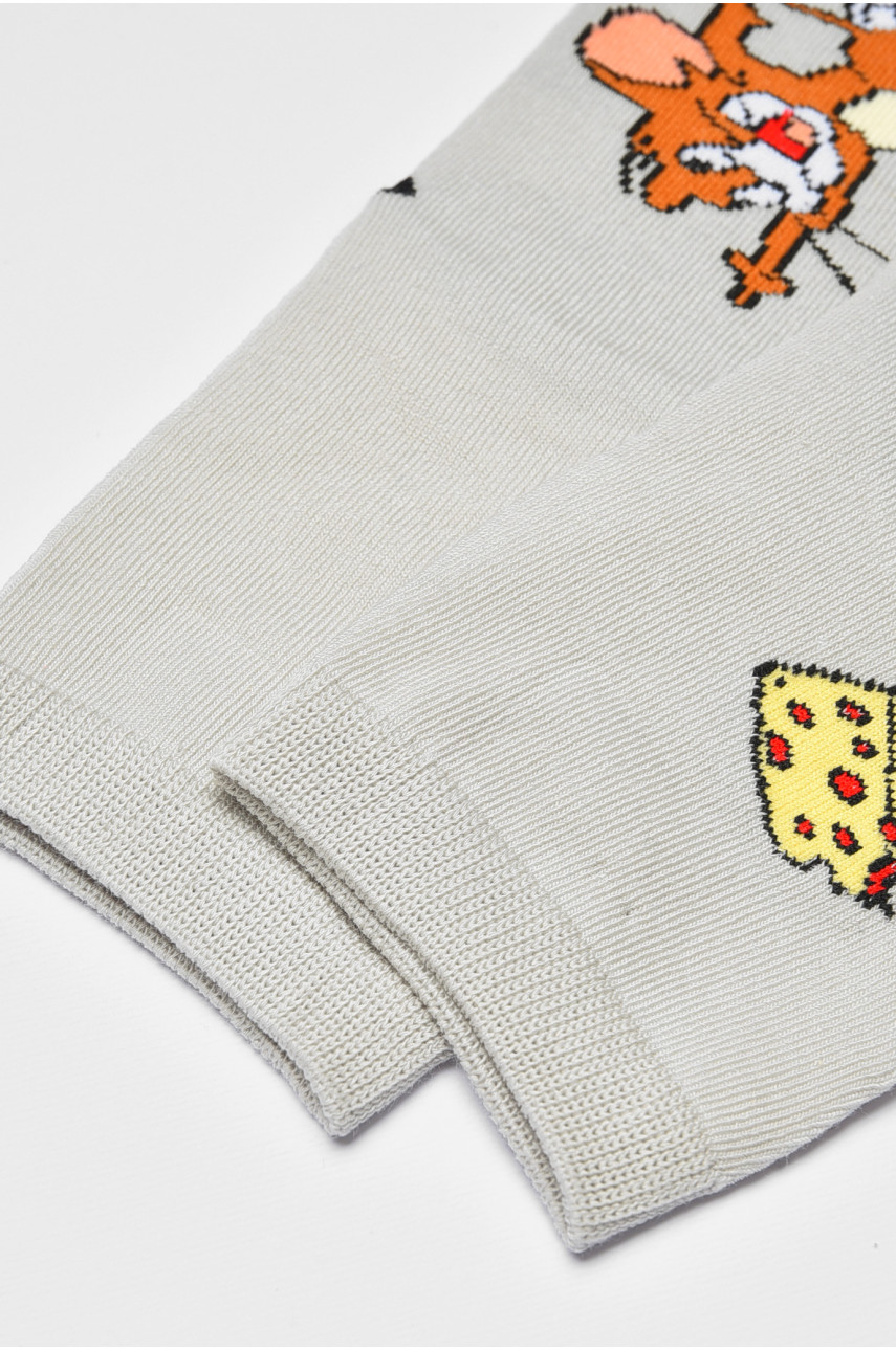 Носки детские демисезонные серого цвета с рисунком. М101 192914