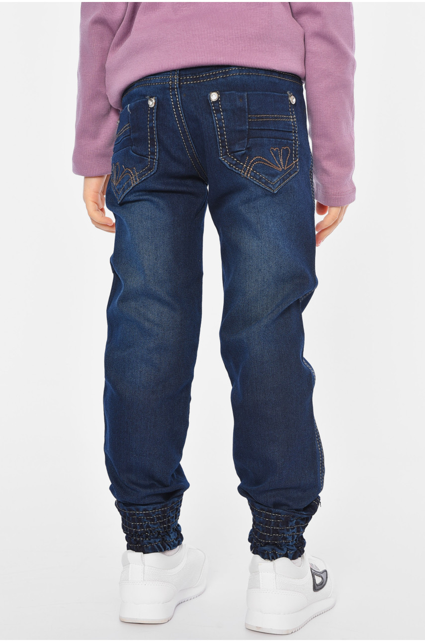 Джинсы детские для девочки темно-синего цвета 1206 192971