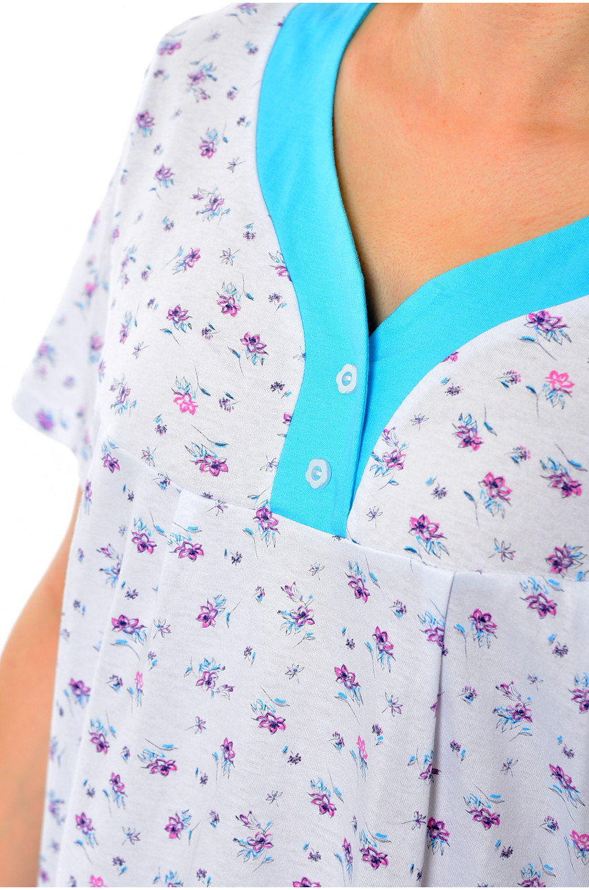 Ночная рубашка женская полубатальная белого цвета с цветочным принтом 140-24 192979 Ночная рубашка женская полубатальная белого цвета с цветочным принтом 140-24 192979