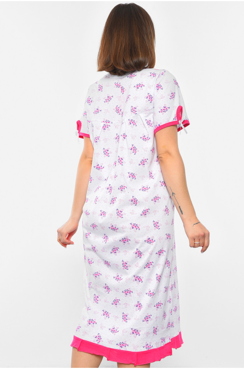 Ночнушка женская полубатальная белого цвета с цветочным принтом 131 192988