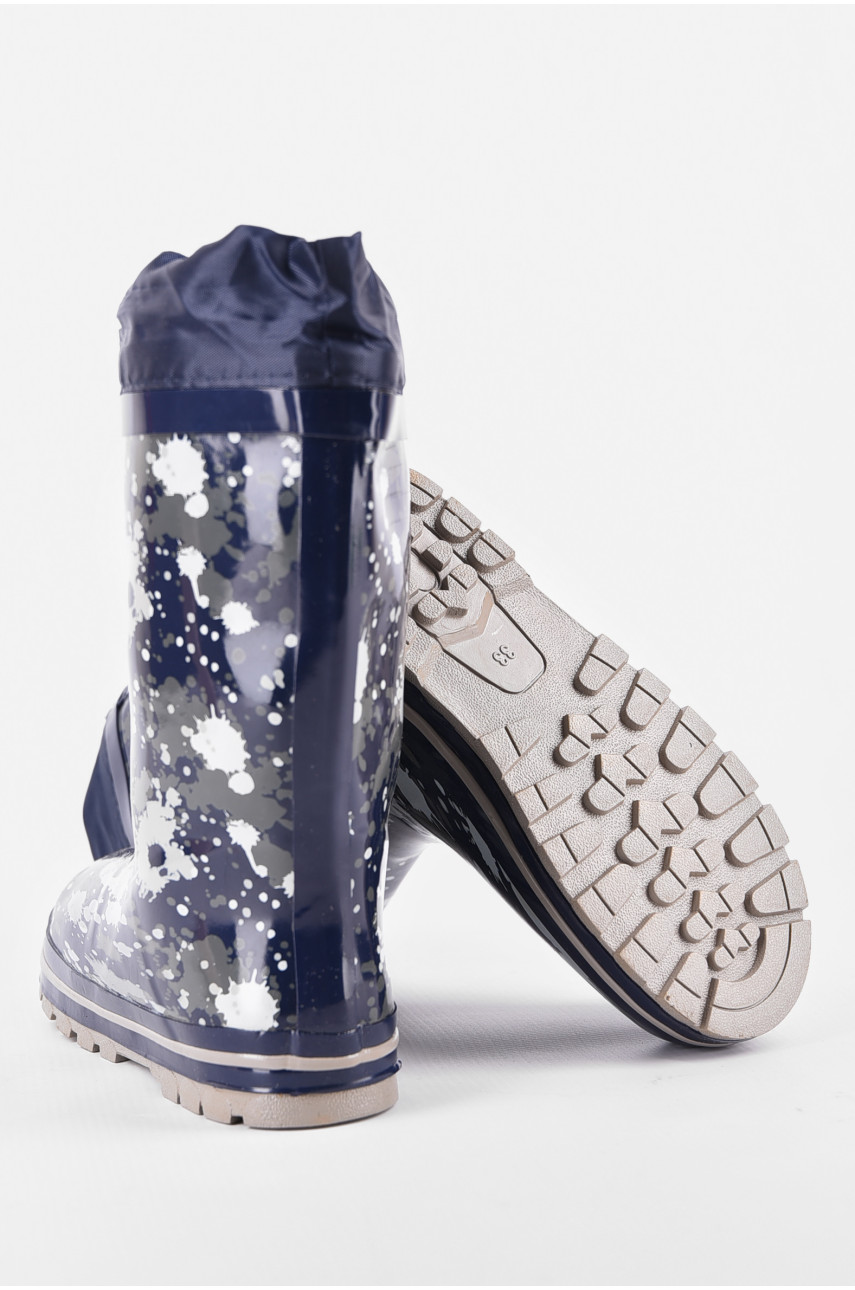 Сапоги резиновые для детей темно-синего цвета на флисе 193026 Сапоги резиновые для детей темно-синего цвета на флисе 193026