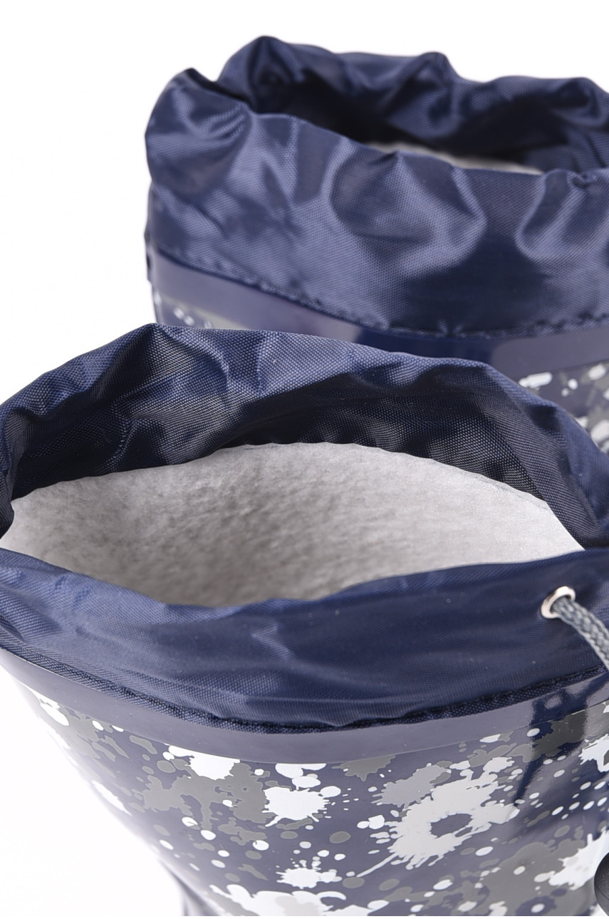 Сапоги резиновые для детей темно-синего цвета на флисе 193026 Сапоги резиновые для детей темно-синего цвета на флисе 193026