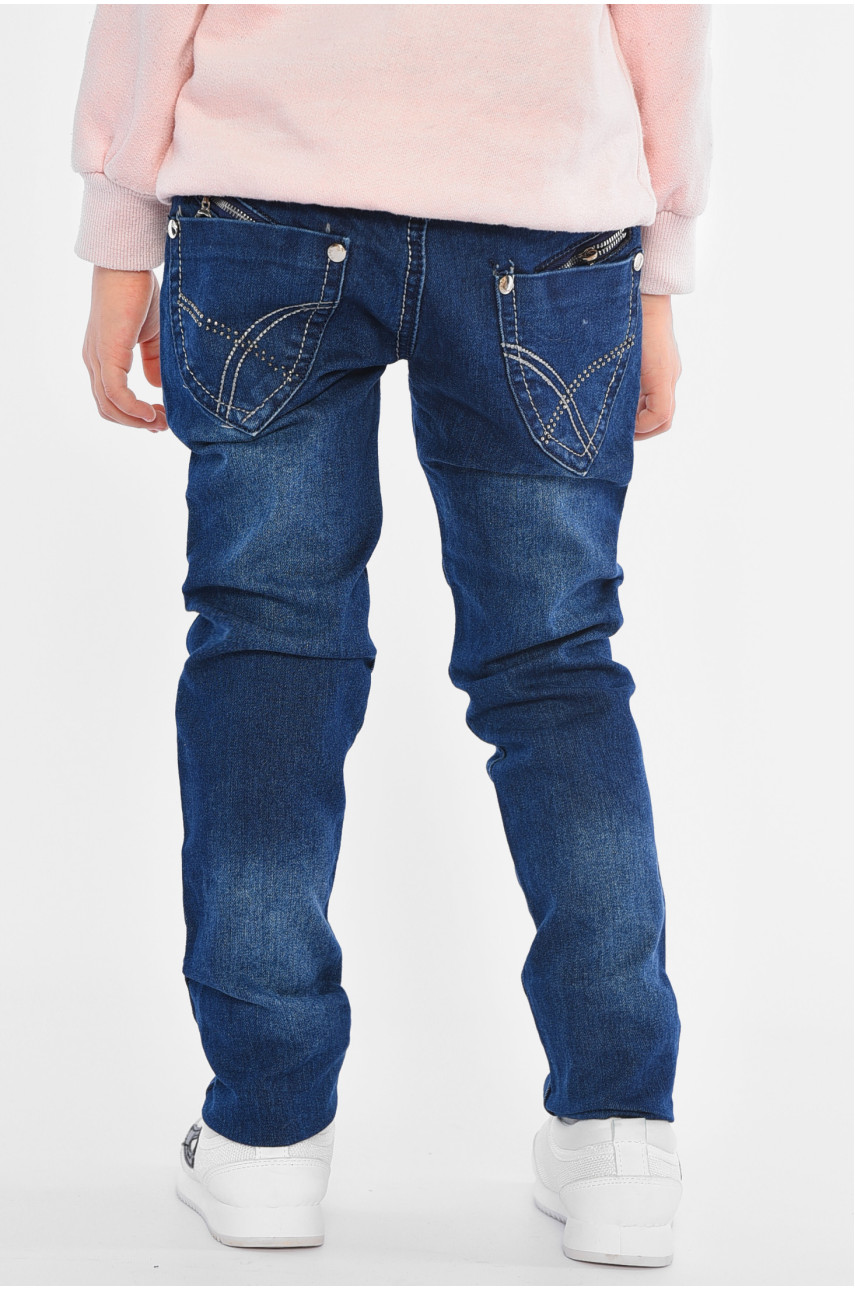 Джинсы детские для девочки темно-синего цвета 1012 193054
