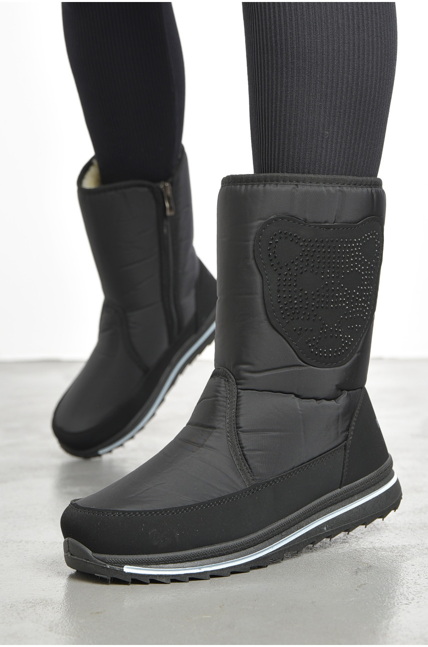 Дутики жіночі на хутрі чорного кольору 3106 193076