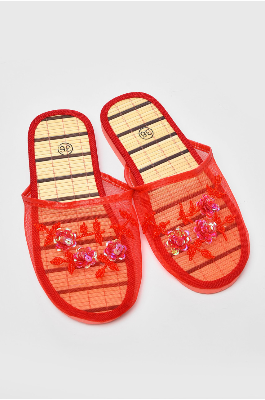 Капці домашні жіночі червоного кольору 193092