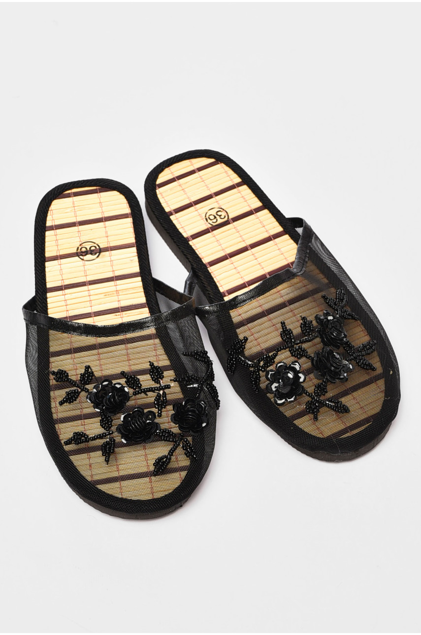 Капці домашні жіночі чорного кольору 193102