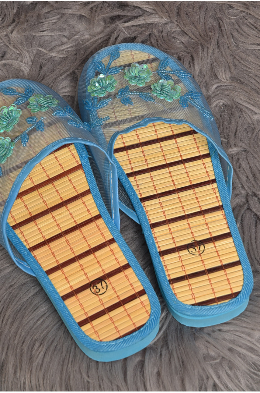 Капці домашні жіночі блакитного кольору 193104