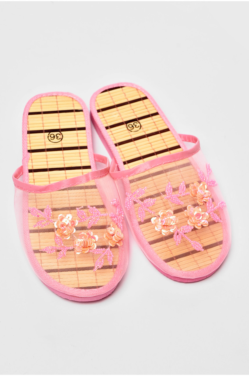 Капці домашні жіночі рожевого кольору 193108