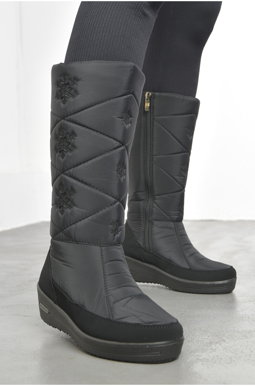 Дутики жіночі на хутрі чорного кольору 3004 193122