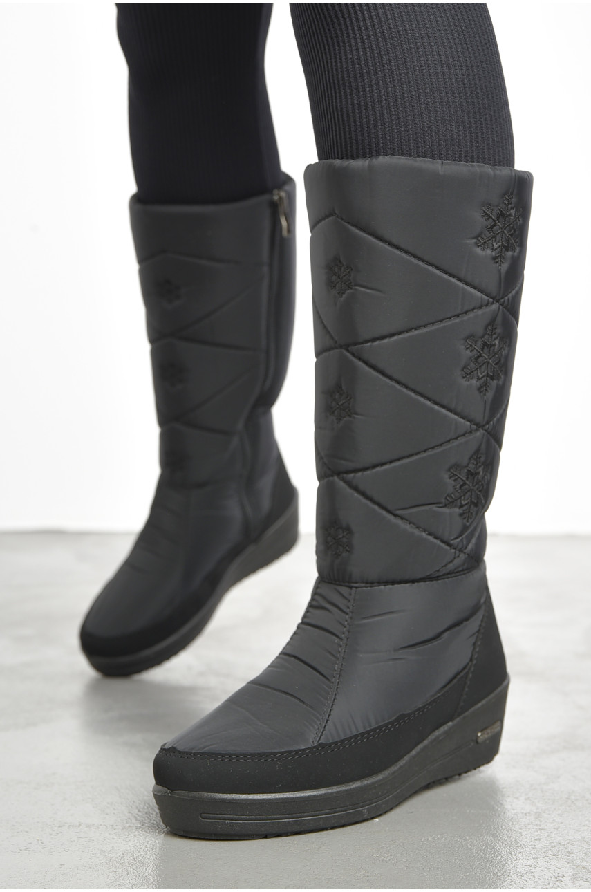 Дутики жіночі на хутрі чорного кольору 3004 193122