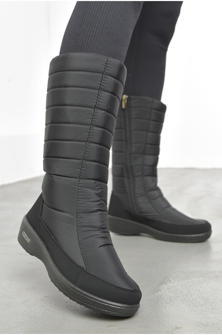 Дутики жіночі на хутрі чорного кольору П2010 193131