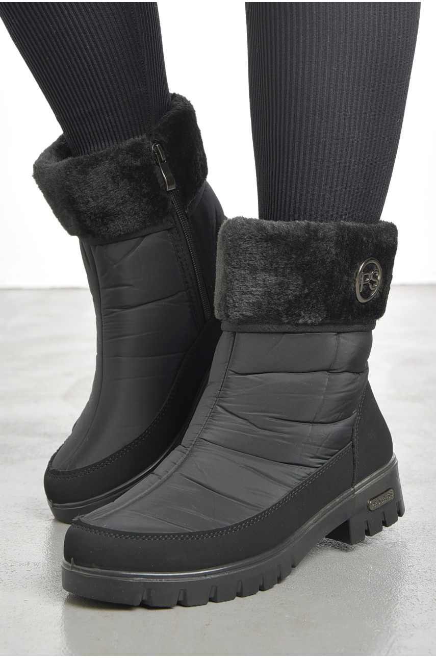 Дутики жіночі на хутрі чорного кольору 3404 193132