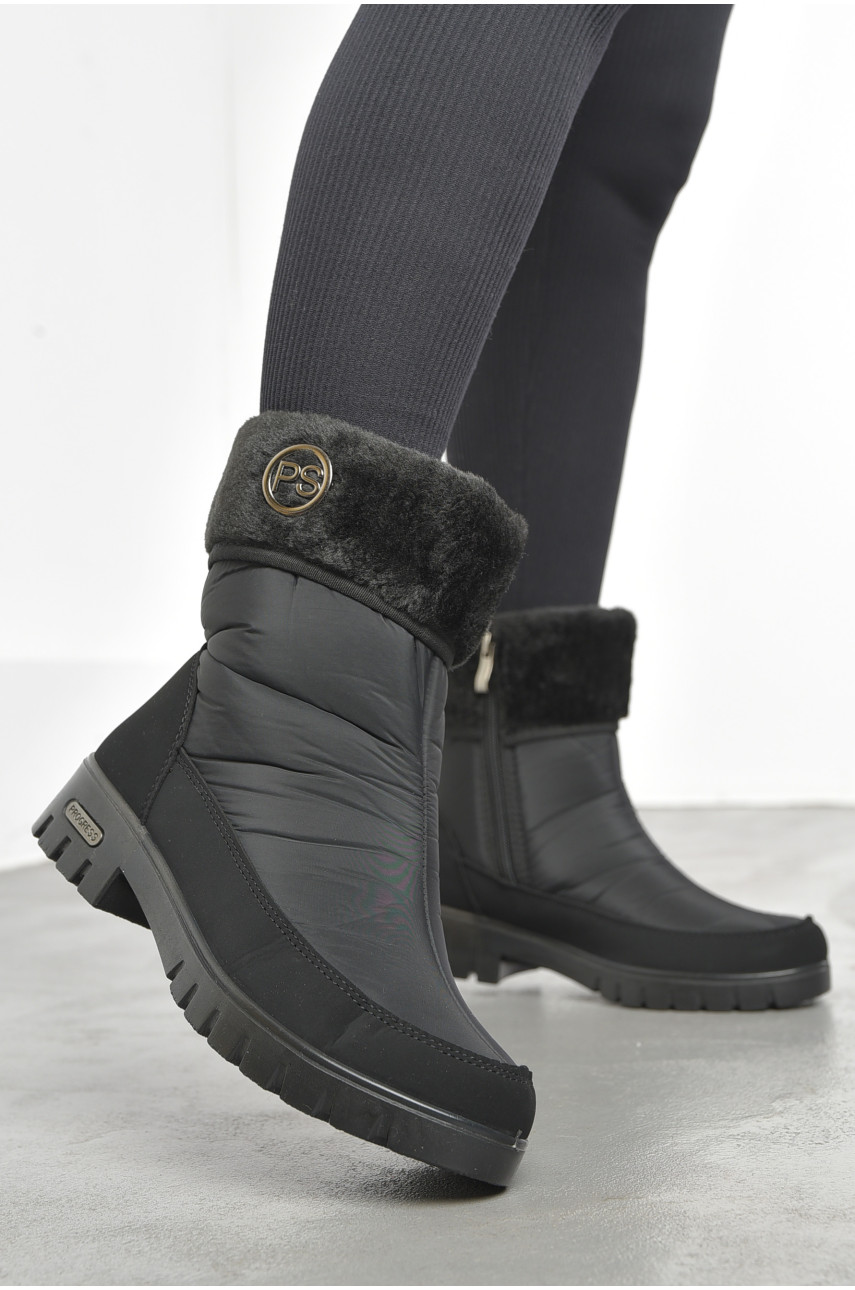 Дутики жіночі на хутрі чорного кольору 3404 193132