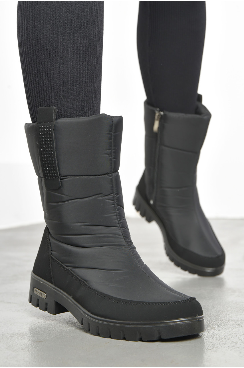 Дутики жіночі на хутрі чорного кольору 3403 193143