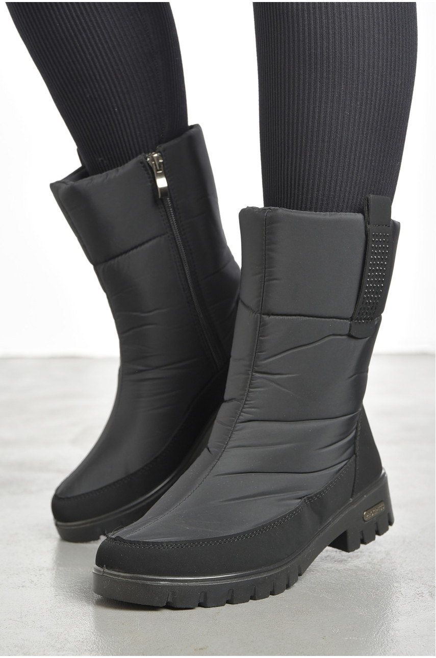 Дутики жіночі на хутрі чорного кольору 3403 193143