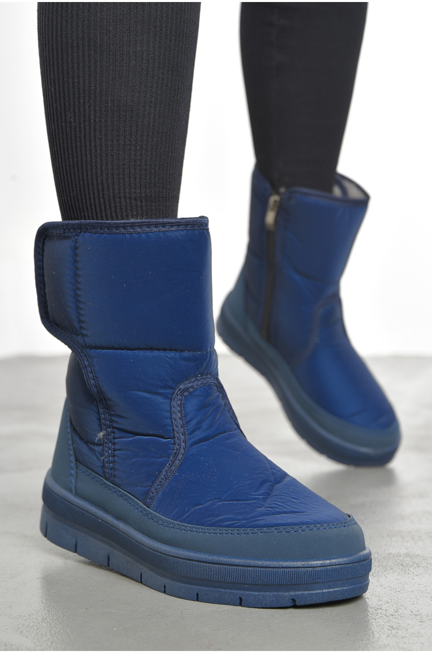 Дутики жіночі на хутрі темно-синього кольору 1980 193144