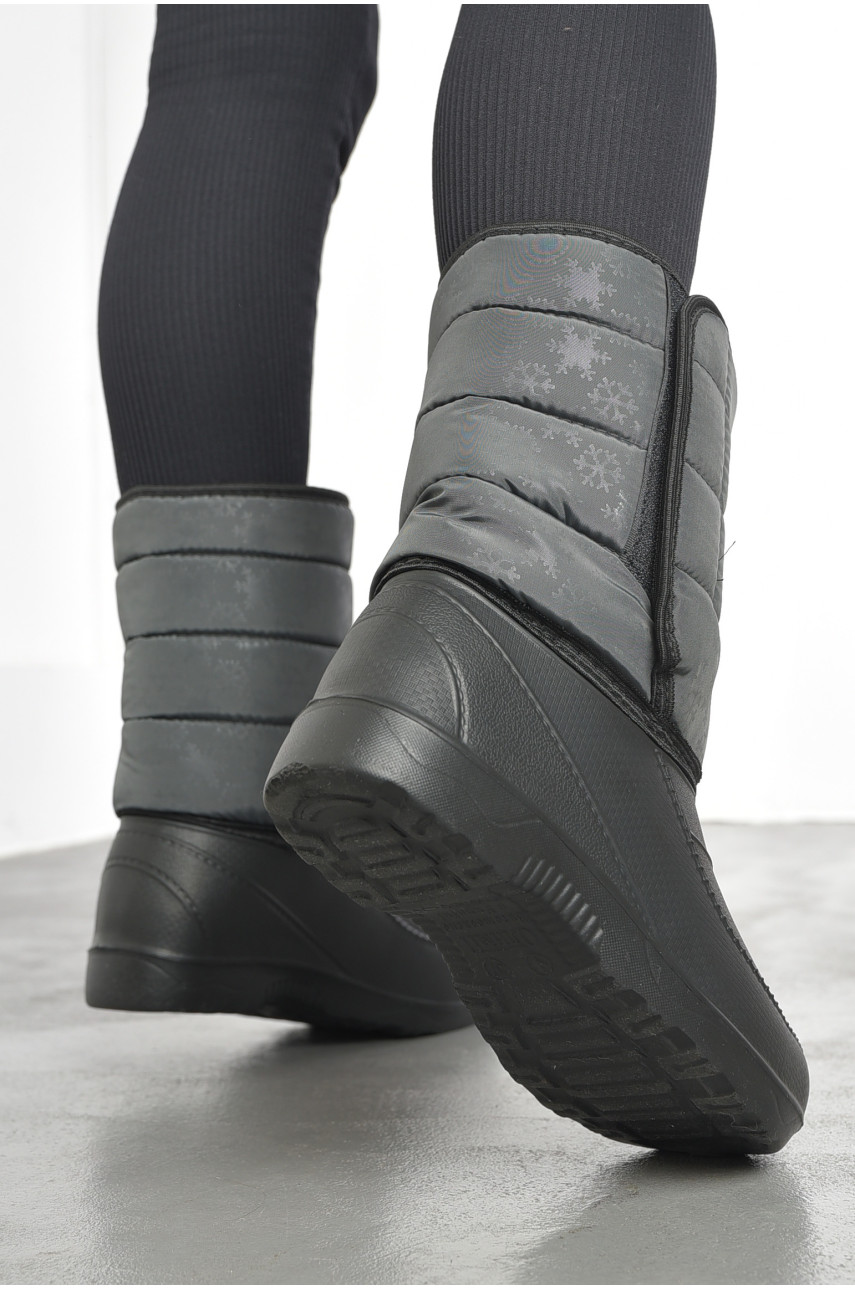 Дутики жіночі на хутрі чорно-сірого кольору Е03-2 193173