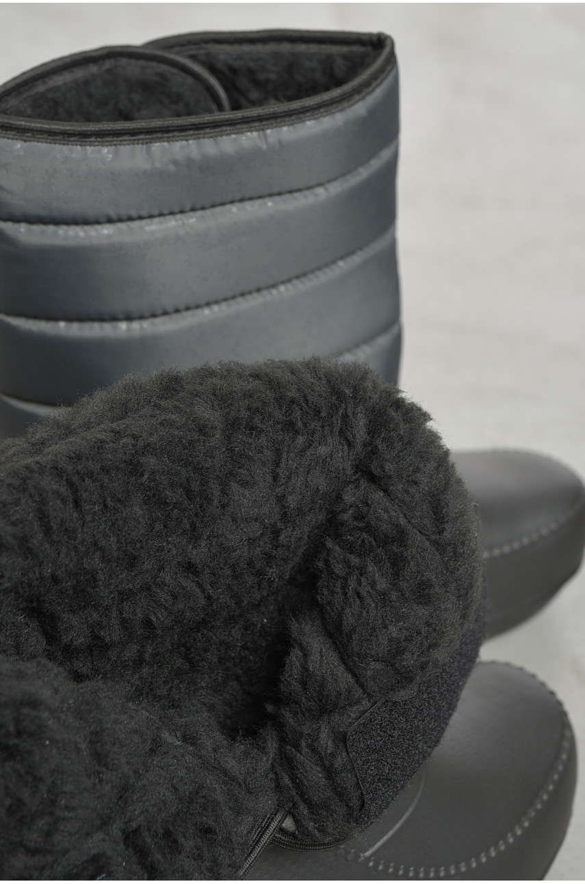 Дутики жіночі на хутрі чорно-сірого кольору Е03-2 193173