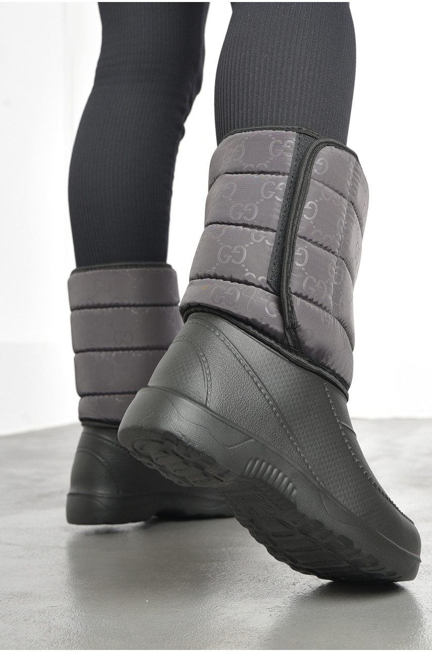 Дутики жіночі на хутрі чорно-сірого кольору Е03-3 193174