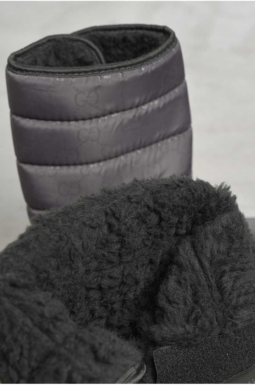 Дутики жіночі на хутрі чорно-сірого кольору Е03-3 193174