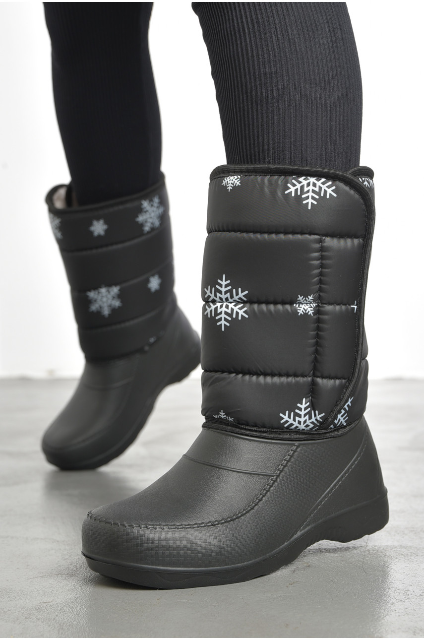 Дутики жіночі на хутрі чорного кольору 193175