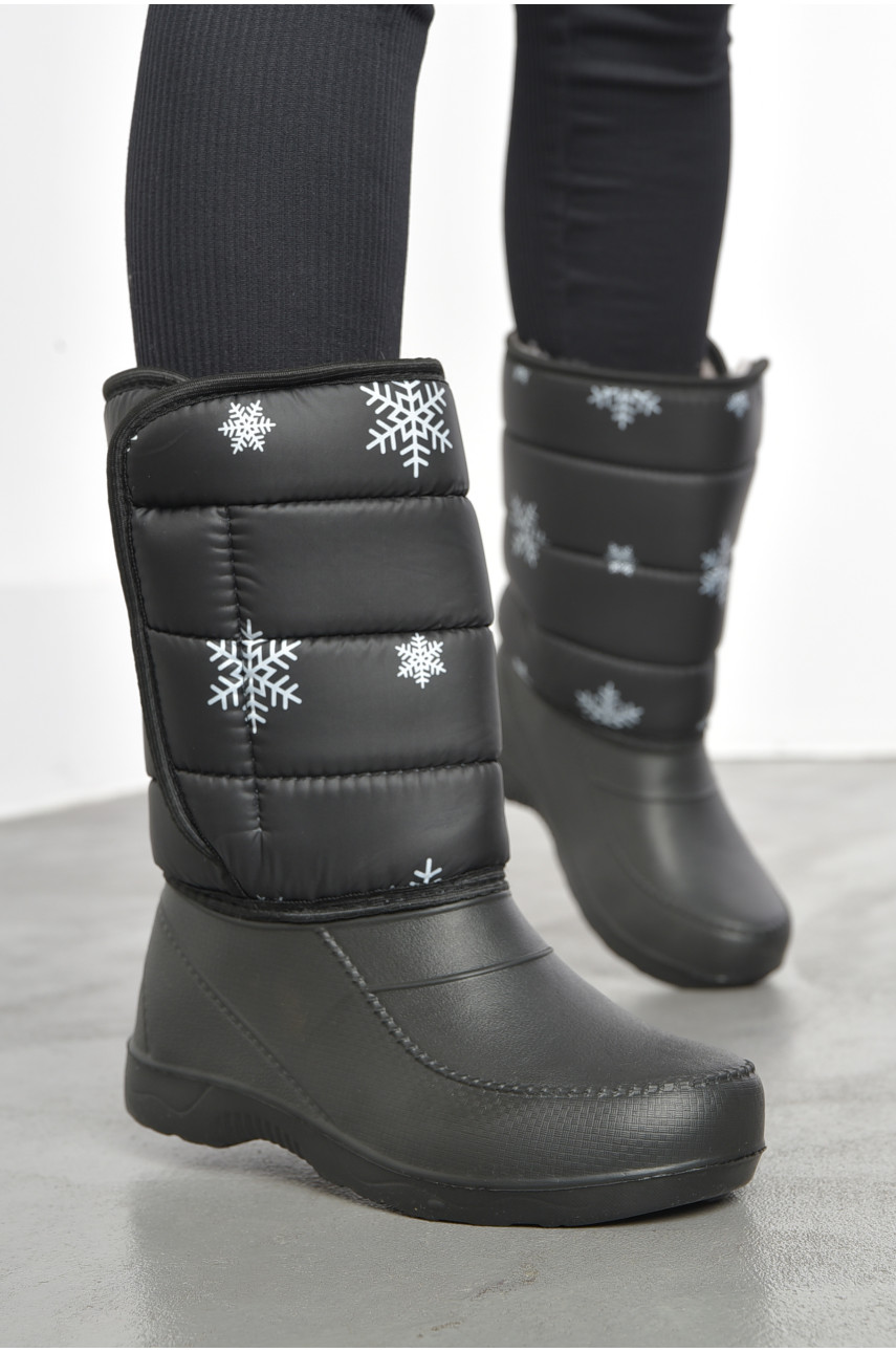 Дутики жіночі на хутрі чорного кольору 193175