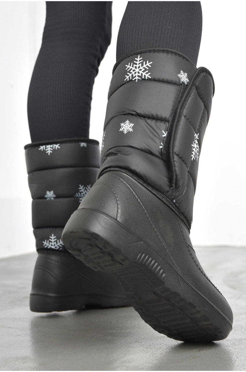 Дутики жіночі на хутрі чорного кольору 193175