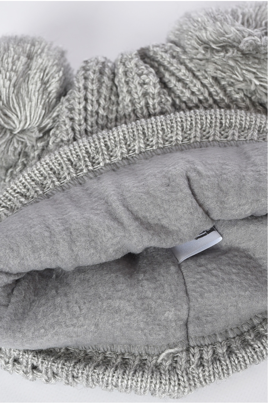 Шапка підліткова для дівчинки однотонна світло-сірого кольору 193182 Шапка підліткова для дівчинки однотонна світло-сірого кольору 193182