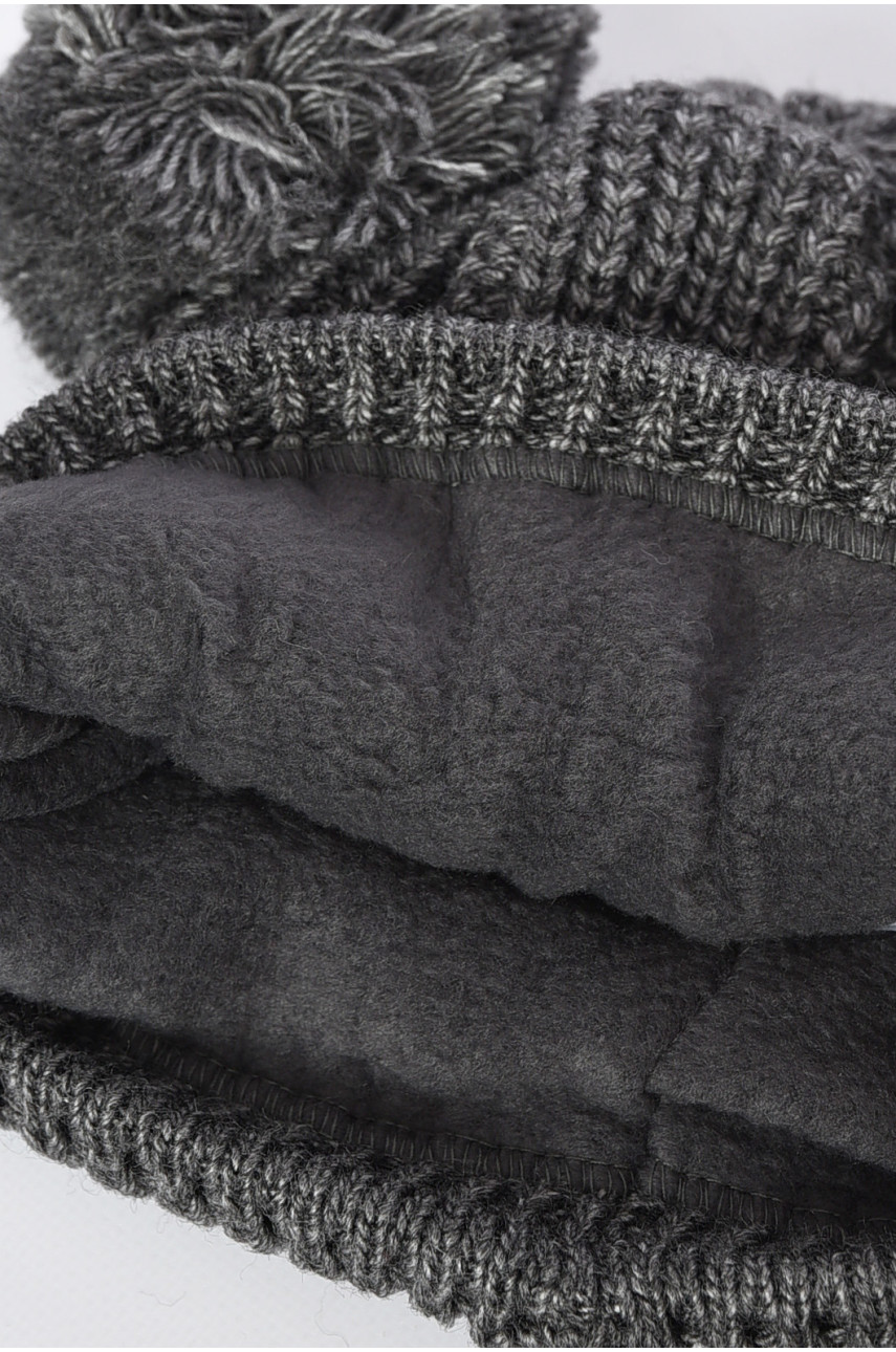 Шапка подростковая для девочки однотонная темно-серого цвета 193183