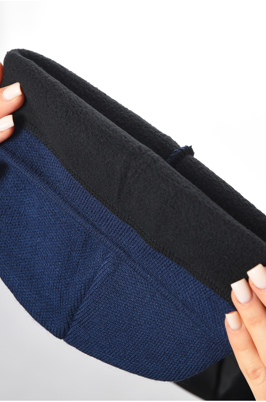 Шапка жіноча зимова на флісі однотонна темно-синього кольору 193193