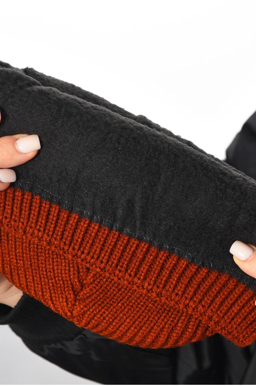 Шапка женская зимняя на флисе однотонная коричневого цвета 193205