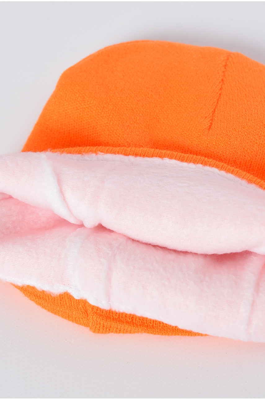 Шапка зимняя подростковая с нашивкой оранжевого цвета 193224