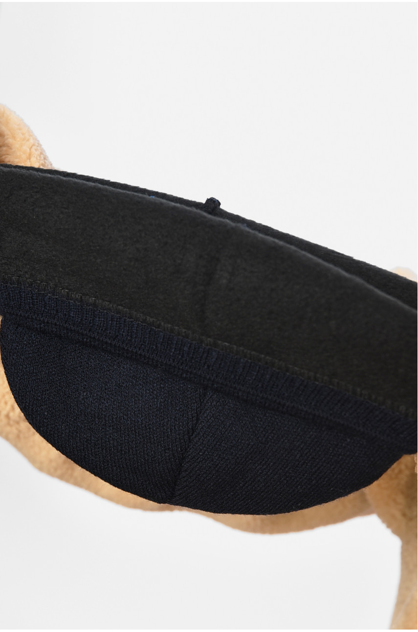 Шапка зимняя подростковая с нашивкой темно-синего цвета 193227