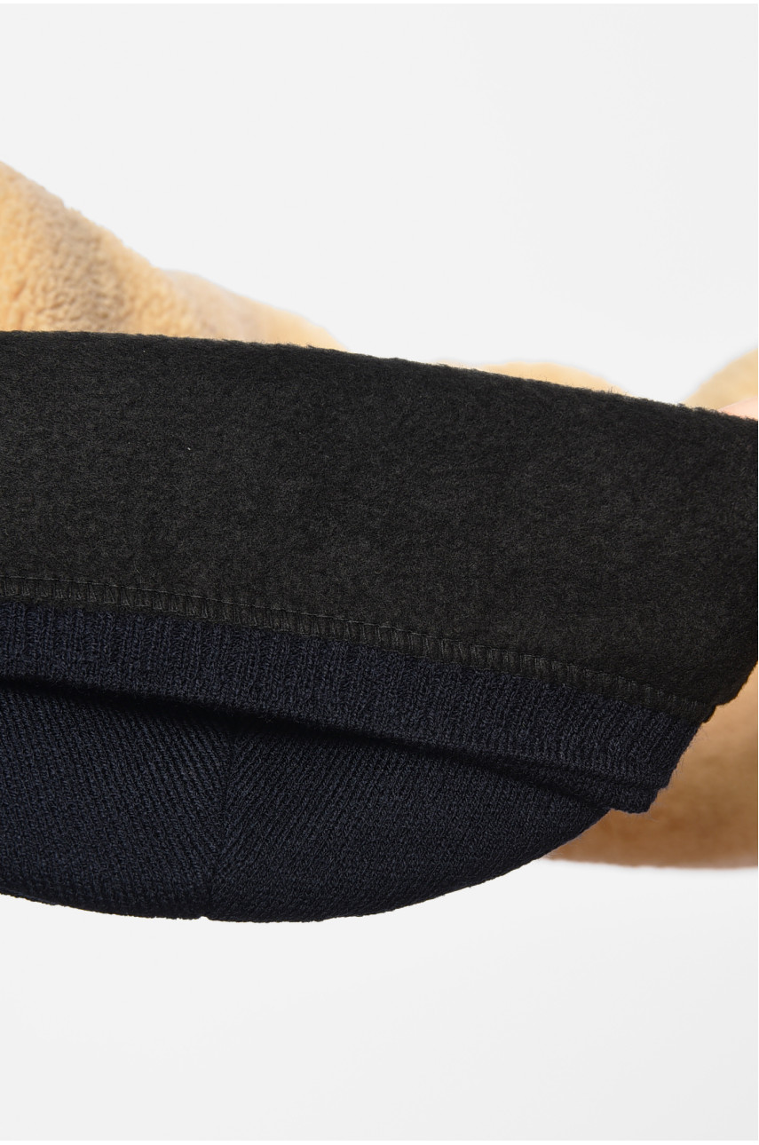 Шапка зимняя подростковая с нашивкой темно-синего цвета 193235